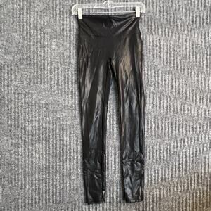 Spanx Women Faux Leather Pull On Leggings Size Small Black Ankle Comfort Stretch